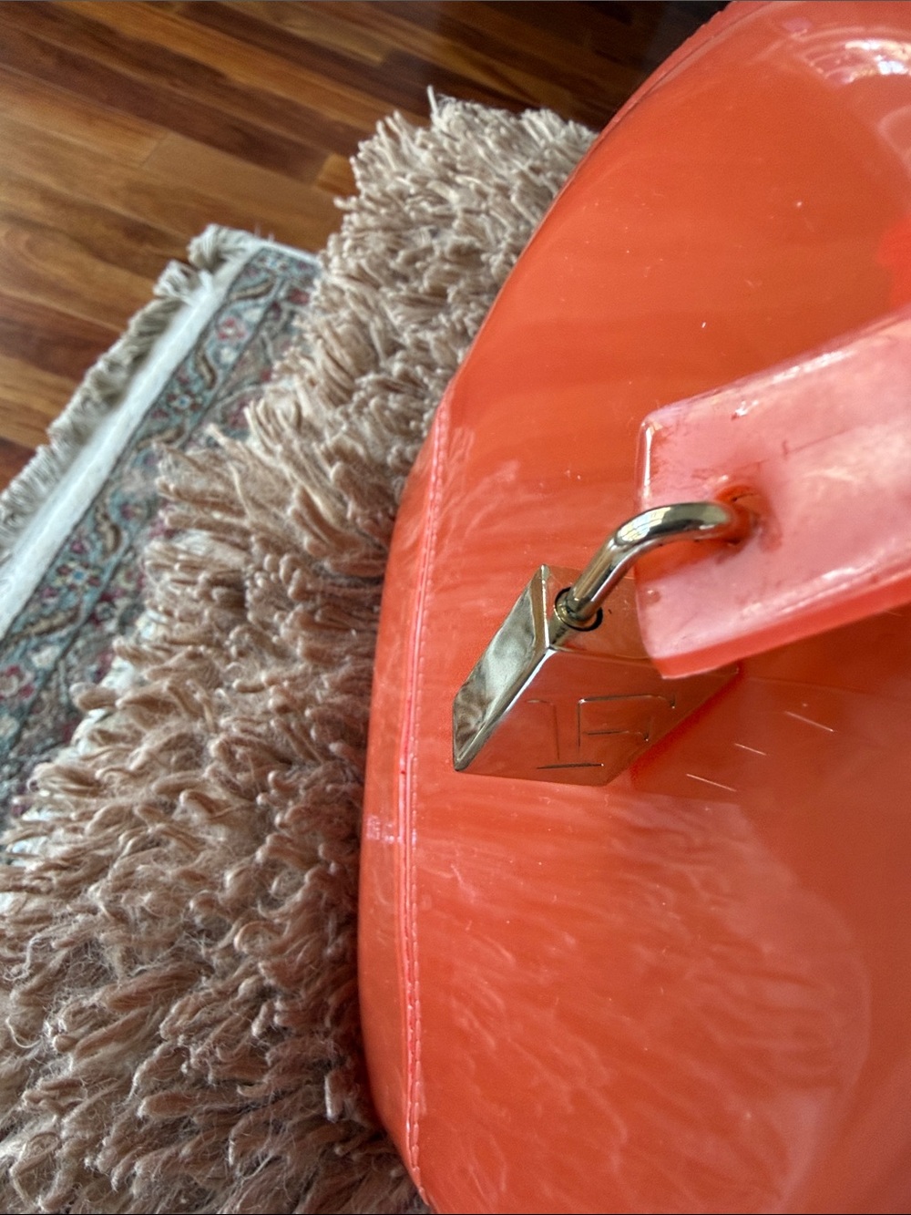 Furla Glossy Orange Patent Dome Satchel - Picture 3 of 6